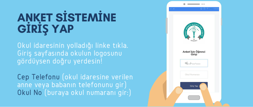 Öğrencilerin/Velilerin Anket Sistemine Nasıl Katılacağını Gösteren Görsel